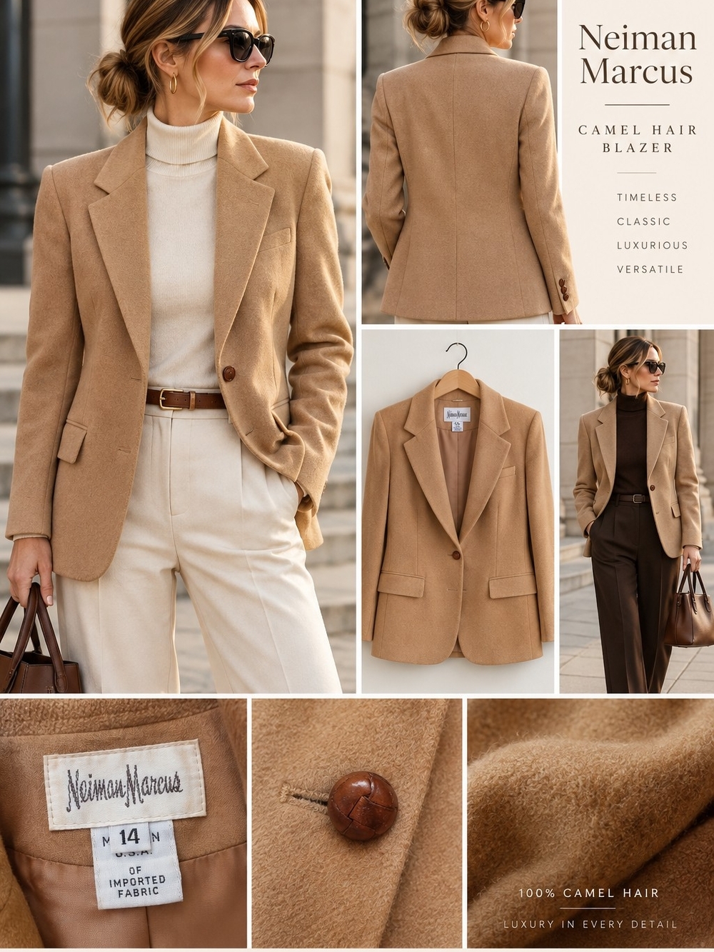 Vintage Neiman Marcus Camel Hair Blazer Camel Tan